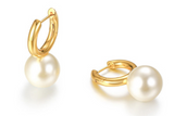 Gold plated pearl Hoop earring
