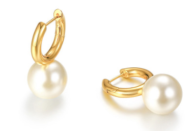 Gold plated pearl Hoop earring