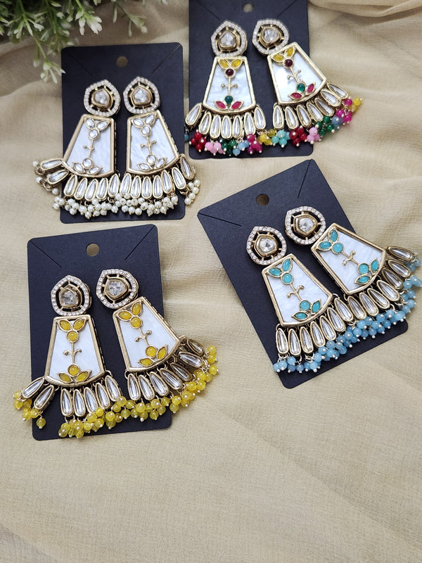 Beautiful Jhumkas with white base & various colors