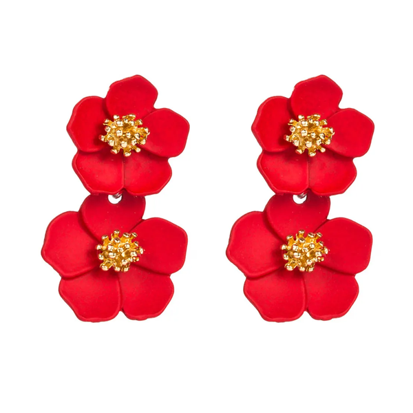 Red & Gold Alloy Earrings